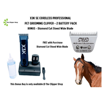 X3K Cordless Clipper - 2 Battery Pack with BONUS DC Steed Wide Blade
