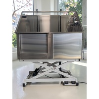 Stainless Steel Electric Lift Pet Grooming Bath with Internal Concave Weld
