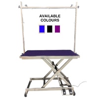 Stainless Steel Electric Lift Grooming Table - Black - With locking castor