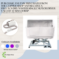 Paw Print Electric Lift Bath with Splashback - White - Receive a FREE TCS Dry Master with purchase