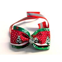 TCS Christmas Snow and Jewel Dog/Pet Adjustable Neck Bows - 25pcs