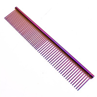 TCS - Stainless Steel Pet Grooming Comb - 19cm - Purple
