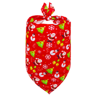 TCS Christmas Pet Bandana - Small - Red Santa, Snowman and Tree