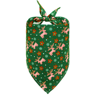TCS Christmas Pet Bandana - Medium - Green Reindeer