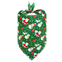 TCS Christmas Pet Bandana - Medium - Green Santa and Snowman