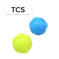 TCS Squeaky Rubber Ball Toy - Green and Blue