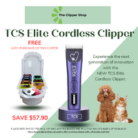 TCS Elite Cordless Clipper with 10F Blade with FREE DC Attachment Comb Set of 9