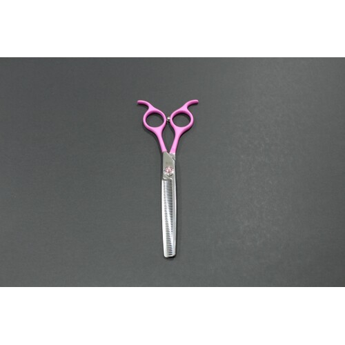 TCS Dovetail 6.5" Thinners/Blenders Pet Grooming Scissors - Pink Handle and Jewel Adjusting Screw