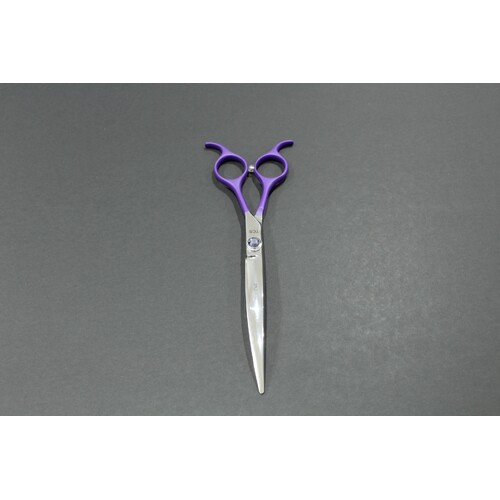 TCS Dovetail 7" Curved Pet Grooming Scissors - Purple Handle 