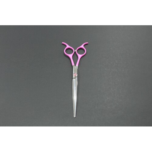 TCS Dovetail 7" Straight Pet Grooming Scissors - Pink Handle