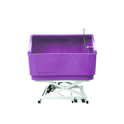 Professional Electric Lift Pet Grooming Bath with Splashback - Paw Prints - Large - Purple