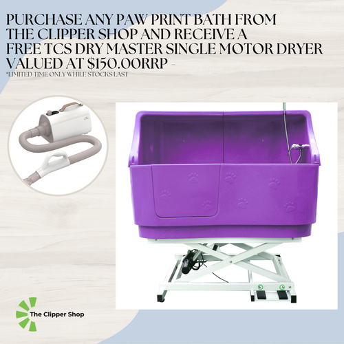 Paw Print Electric Lift Bath with Splashback - Purple - Receive a FREE TCS Dry Master with purchase