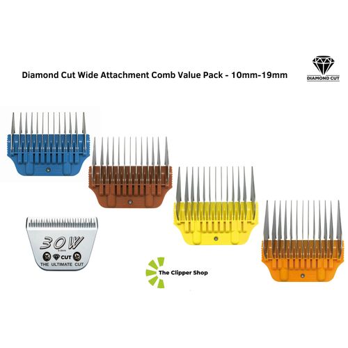 Diamond Cut Wide Attachment Comb Value Pack - 10mm-19mm
