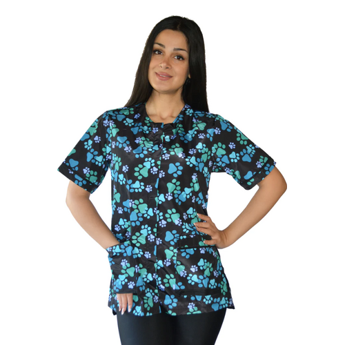 Ladybird Blue Paw Print Waterproof Jacket Mesh Back