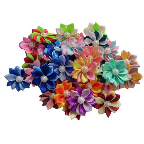 TCS Dog Rosette Hair Bows with pearl centre - 30pcs