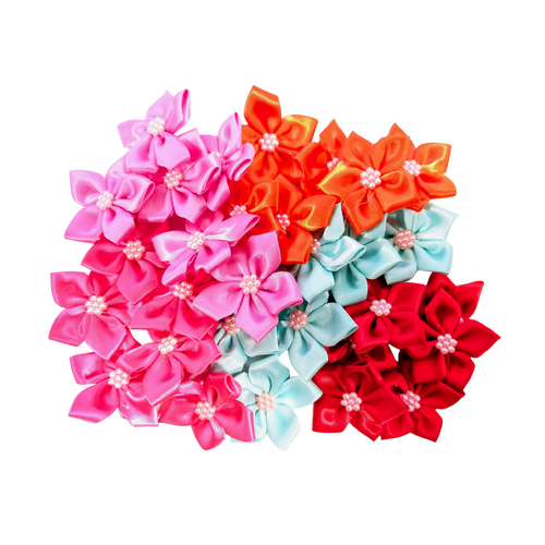 TCS Dog Rosette Hair Bows with pearl centre - 30pcs