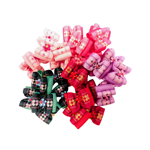 TCS Deluxe Pattern Dog Hair Bows - 30pcs