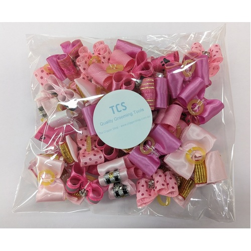 TCS Deluxe Pink Dog Hair Bows - 50pcs