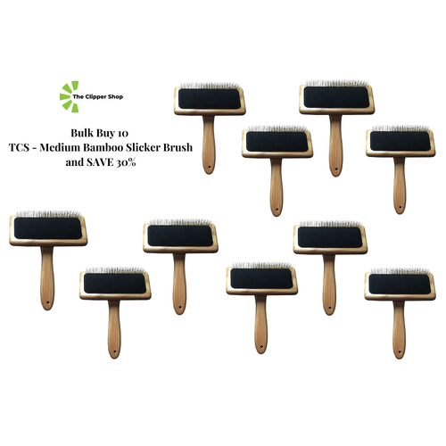 TCS Medium Bamboo Slicker Brush Soft - Bulk Buy 10