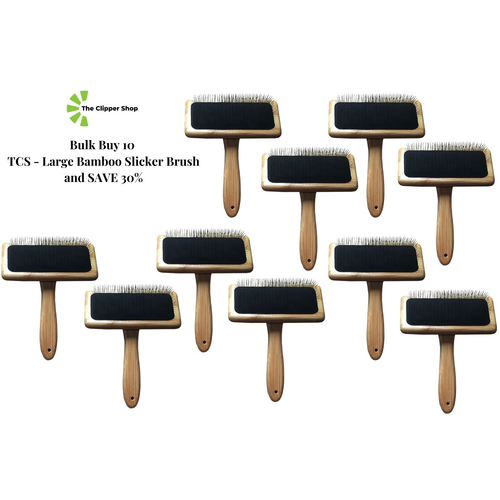 TCS Large Bamboo Slicker Brush Soft - Bulk Buy 10