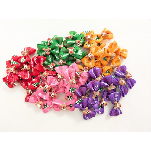 TCS Christmas Reindeer Hair Bow - 50 Pack