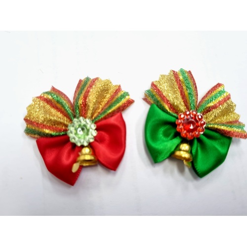 TCS Christmas Dog Hair Bows with bell and jewel - 40pcs