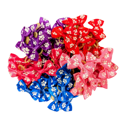 TCS Paw Print Dog Hair Bow - 50pcs