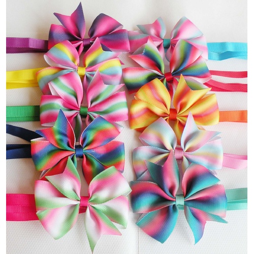 TCS Rainbow Round Dog Neck Bowknot - 25 pcs