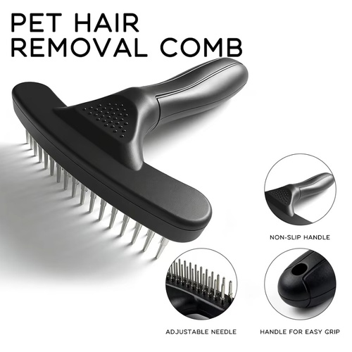 TCS Double-Row Rotating Pin Pet Grooming Rake