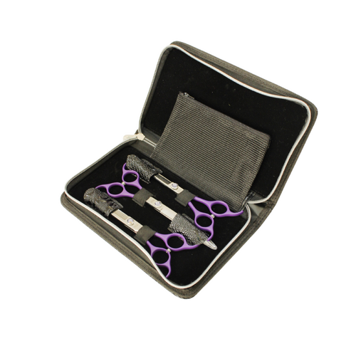 TCS Dovetail Purple Pet Grooming Scissor Set of 3 - Straight, Curved and Thinner/Blender