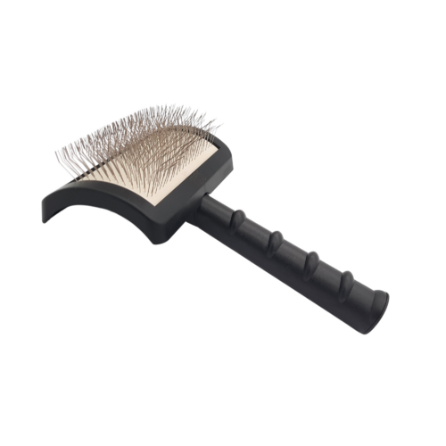 TCS Medium Soft Pin - Curved Pet Slicker Brush - Black