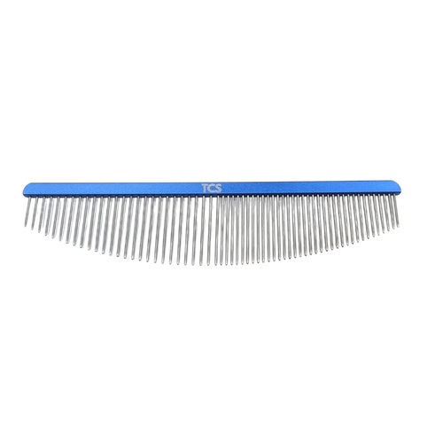 TCS Half Moon Pet Grooming Comb with Flat Blue Handle - 50/50