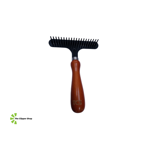 TCS Wooden Handle Pet Grooming Rake/Comb